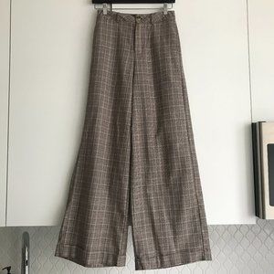 ASOS Brown Plaid Wide Leg Trousers